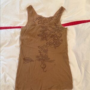 On Gossamer Brown Floral Tank Top